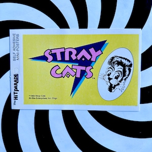 数量選択可能！ヴィンテージ 1983 STRAY CATS ロカビリー ブルース ミニ ポスター ステッカー 未使用 デッドストック！