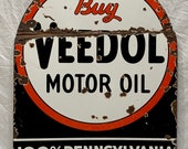 Authentic 1930 39 s Porcelain Veedol Motor Oil Service Sign