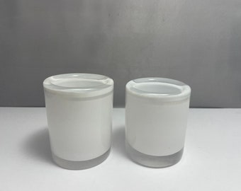 White Murano Glass Candle Holders