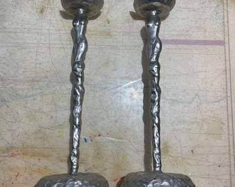 Vintage Metal Candlestick Pair