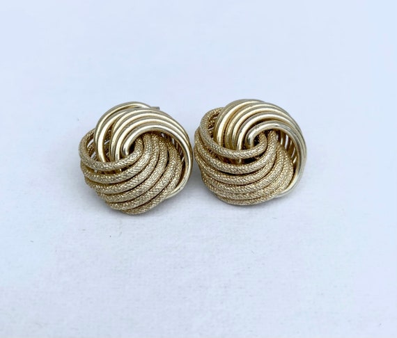 Vintage Gold Tone Spiral Earrings - image 7
