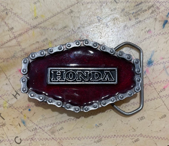 Vintage 1970s Honda Motorcycle Chain Belt Buckle