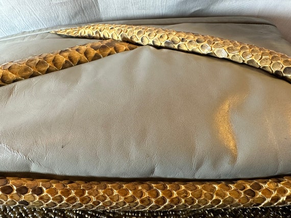 Vintage Unbranded Gray Leather/Genuine Snakeskin … - image 4