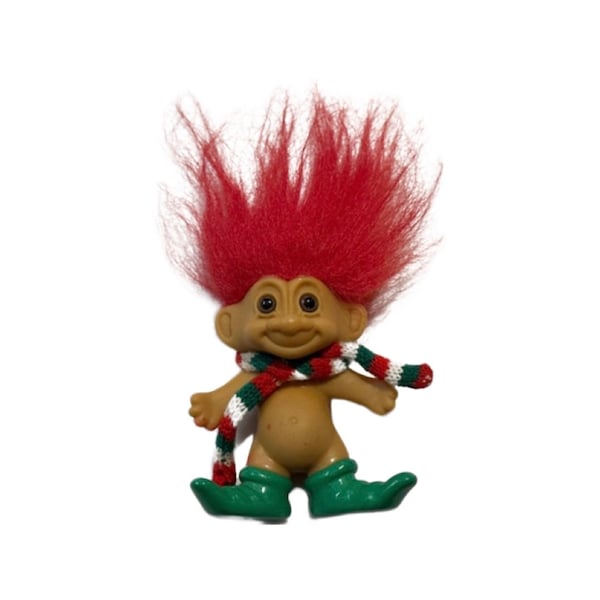 Vintage Urlaub Troll Puppe, Sammler Weihnachtsdekoration, Retro Spielzeug, festliche Figur, Geschenk für Troll Sammler