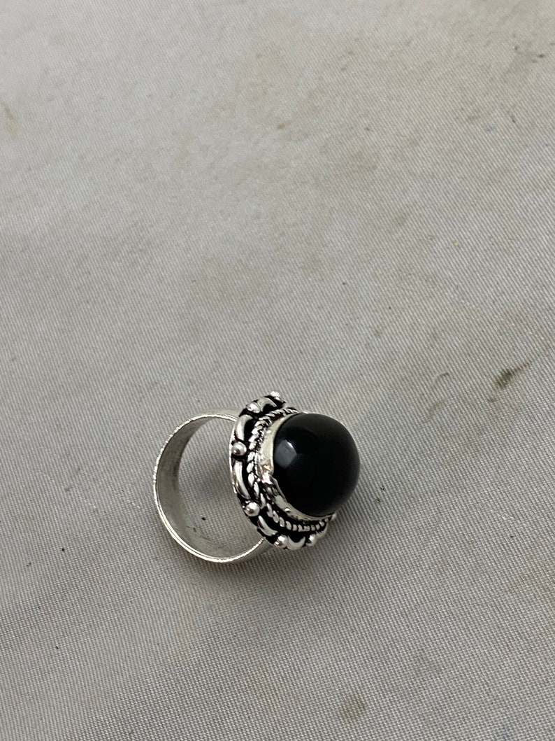Black Onyx German Silver Ring