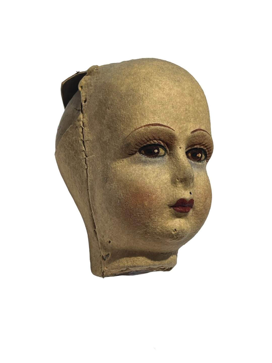 Vintage Antique 1900s Plush Fabric Doll Head Baby Doll Antique