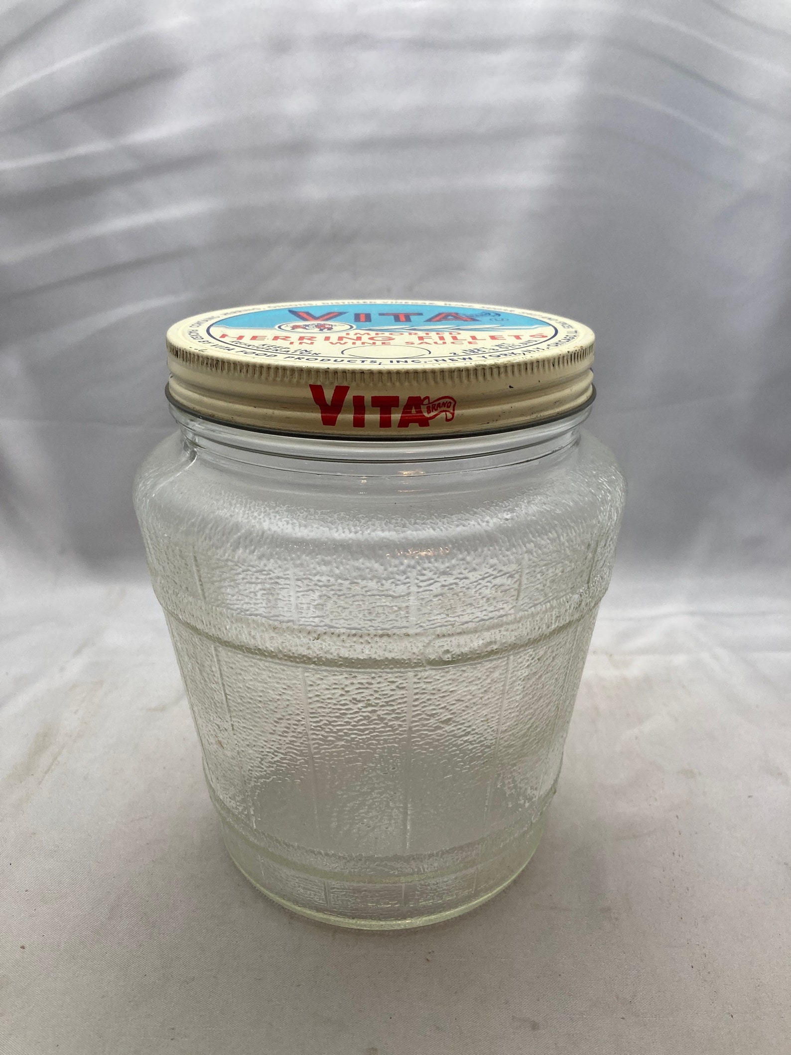 Vintage Glass Vita Herring Jar Etsy