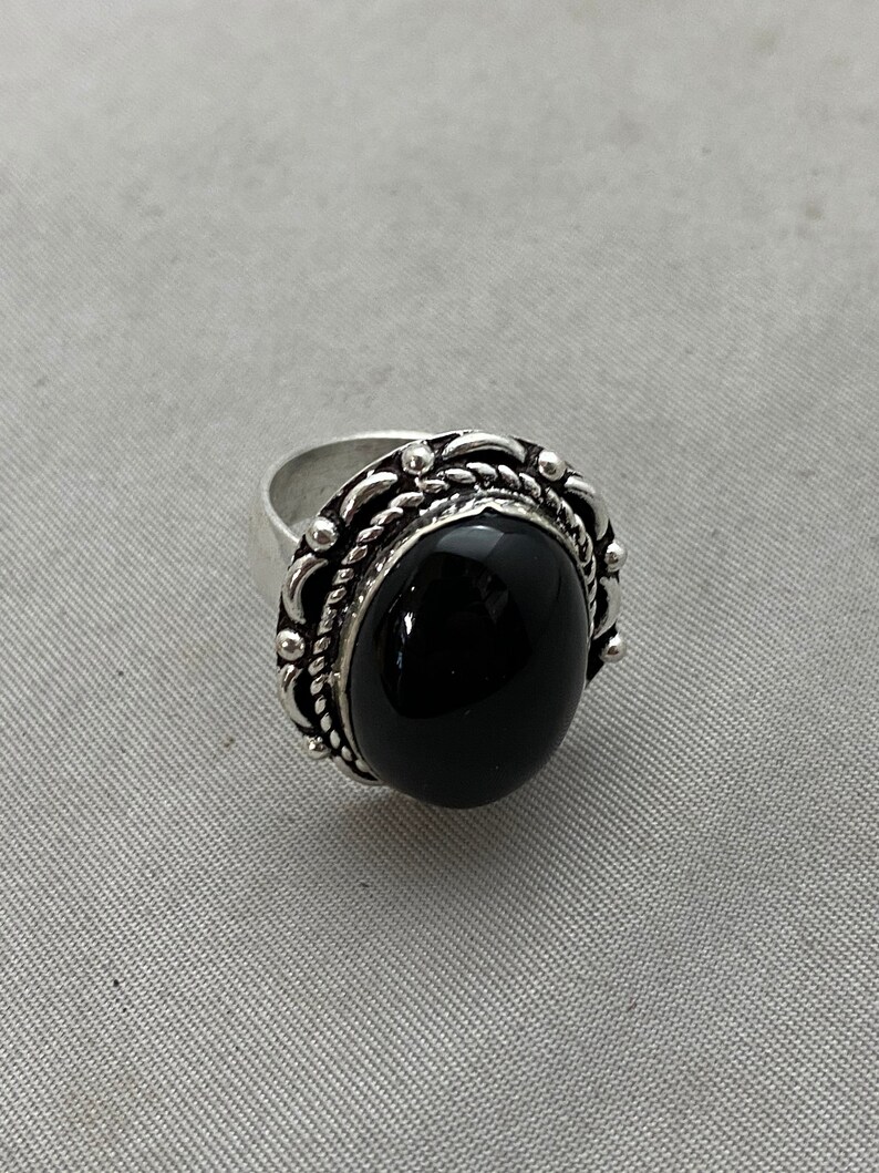 Black Onyx German Silver Ring