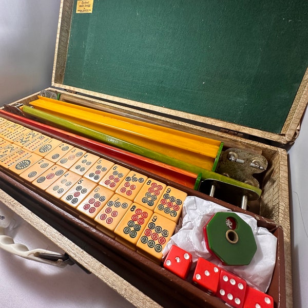 Rare Cardinal Vintage Bakelite Mah Jongg Set, Classic Chinese Tile Game, Bakelite Mahjong