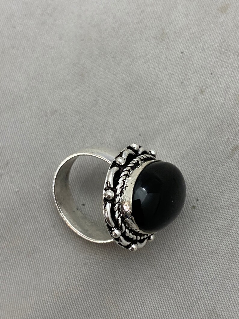 Black Onyx German Silver Ring
