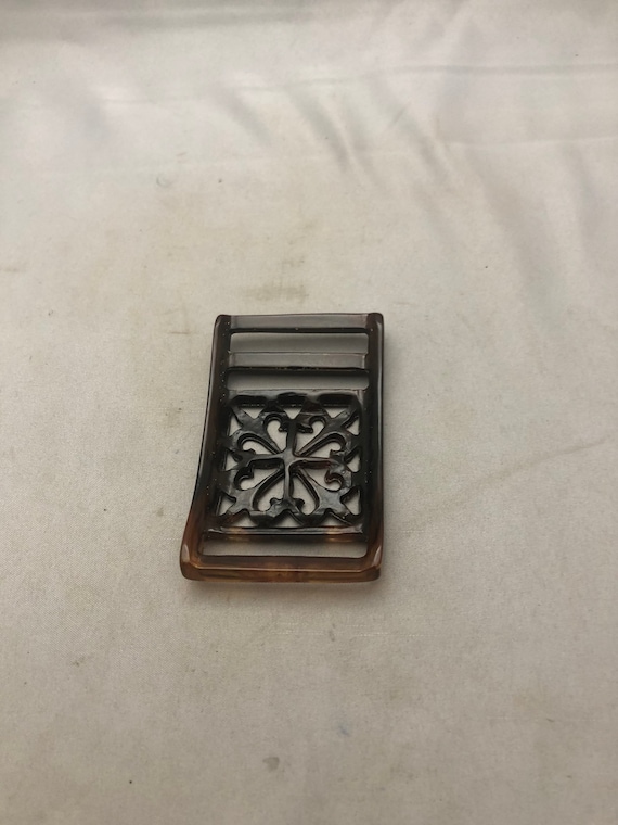 Vintage Brown Bakelite Belt Buckle - image 10