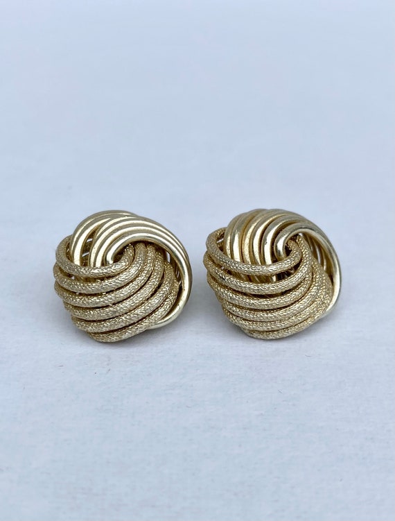Vintage Gold Tone Spiral Earrings - image 6