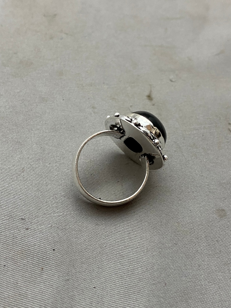 Black Onyx German Silver Ring