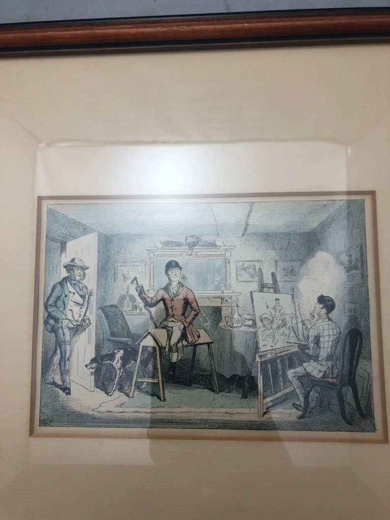 Vintage print of man modeling for painting