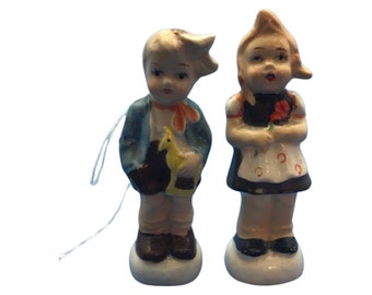 Vintage Porcelain Boy Girl Salt Pepper Shakers