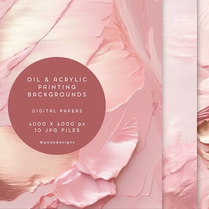 Fundos de pintura a óleo, pacote de papel digital acrílico, arte com pincel a óleo, fundo rosa blush, texturas de tinta, ouro rosa, maquiagem, download