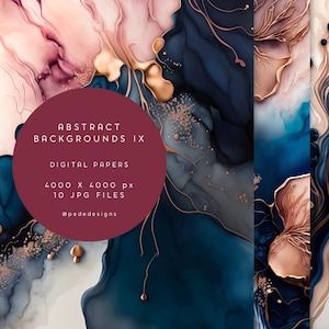 Abstrakte Hintergründe, digitales Papier Pack, Alkohol Tinte Kunst, marine blau, blush, rose gold, Einladungspapier, elegante Ausdrucke, gold, download
