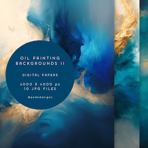 Ölgemälde Hintergründe, blaues digitales Papier Pack, Öl Pinsel Textur, türkis Hintergrund, Farbe Texturen, Goldstriche, Einladung, Download