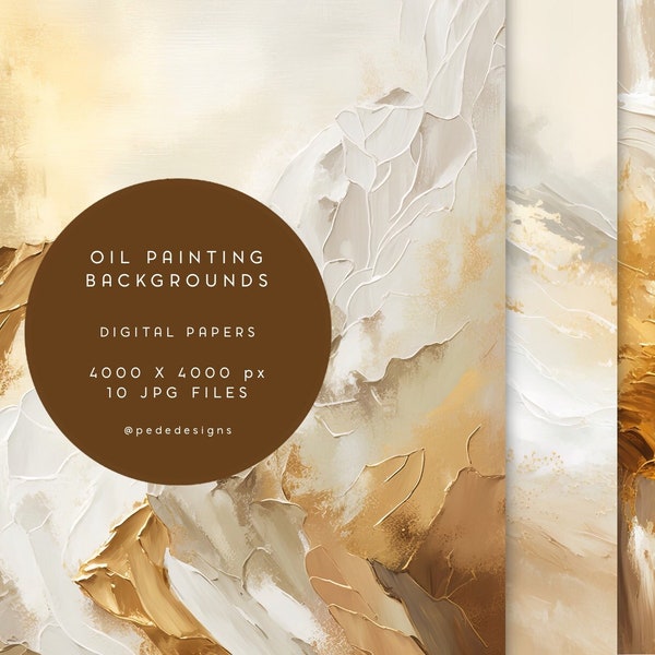 Oil Painting Backgrounds, gold digital paper pack, oil brush texture, golden background, paint textures, gold smudge, invitation, download