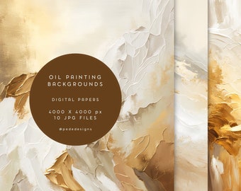 Oil Painting Backgrounds, gold digital paper pack, oil brush texture, golden background, paint textures, gold smudge, invitation, download