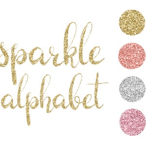 Clipart de alfabeto brilhante, 4 cores, ouro, ouro rosa, prata, rosa, clipart de alfabeto brilhante, letras minúsculas, download
