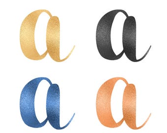 BUY 3 PAY FOR 2, Luxury alphabet clip art, elegant foil alphabet, 4 colors, gold, black, prussian blue, copper, lower case, download