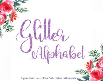 BUY 3 PAY FOR 2, Purple glitter alphabet clipart, purple digital letters, purple sparkle alphabet, fancy lettering, glitter font, download