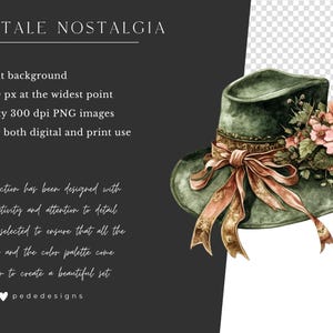 Peut inclure: Un chapeau en velours vert &agrave; large bord, orn&eacute; d'un ruban de satin rose et de d&eacute;licates fleurs roses. Le chapeau est un accessoire fantaisiste et &eacute;l&eacute;gant.