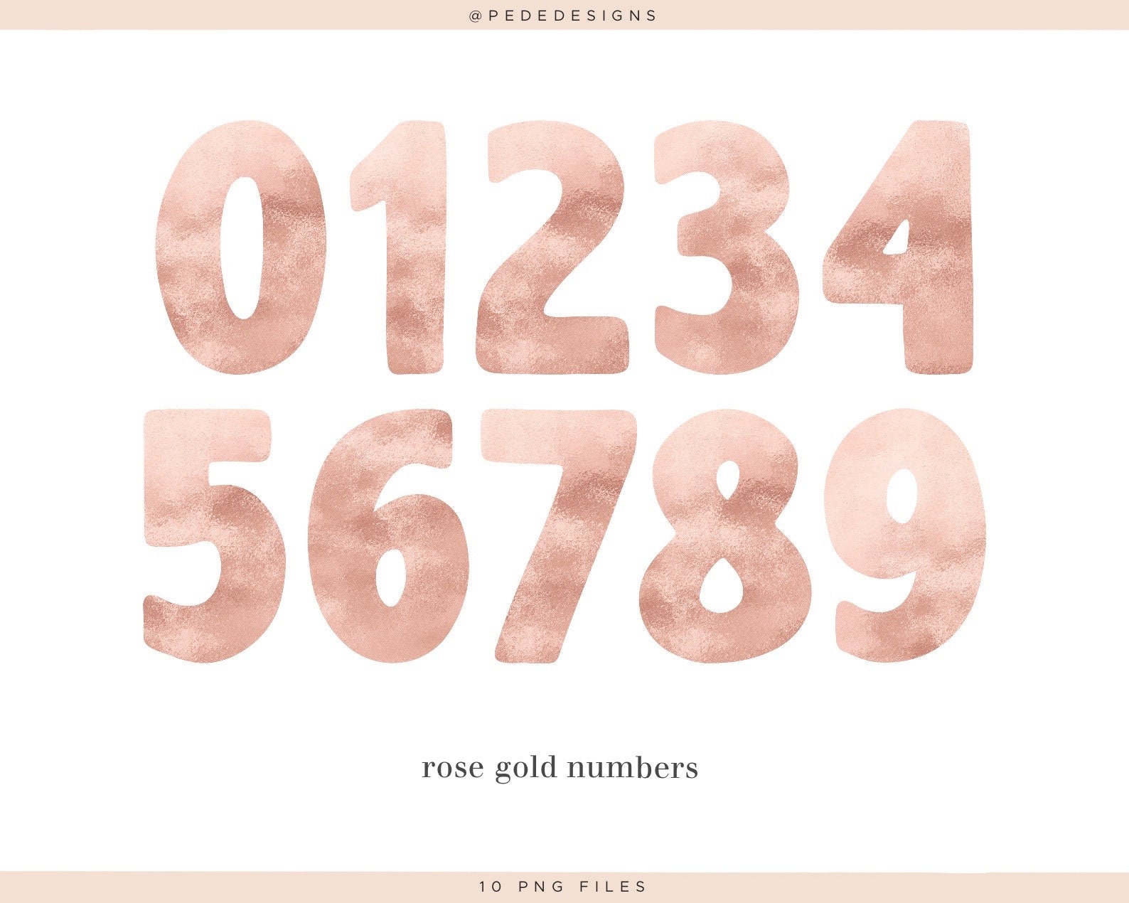 Rose Gold Glitter Numbers Clipart Rose Gold Glitter Digital - Etsy