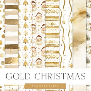 Gold Christmas Digital Paper Pack, christmas digital papers, holiday patterns, snowflakes, christmas background, ornaments, xmas, download