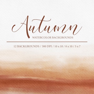 Fundos de aquarela de outono, textura de aquarela marrom, paisagem abstrata, imprimível, papel planejador, papel digital de outono, download