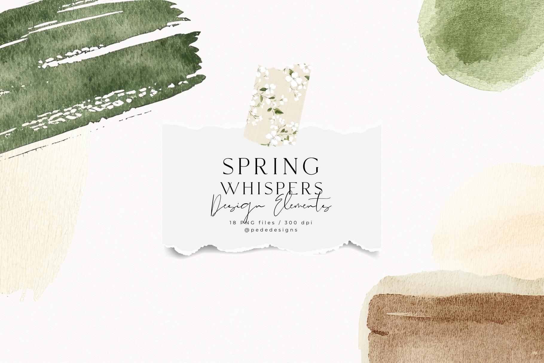 Spring Whispers Watercolor Clipart: Spring Whispers Brush Strokes & Washi Tape (digital ...