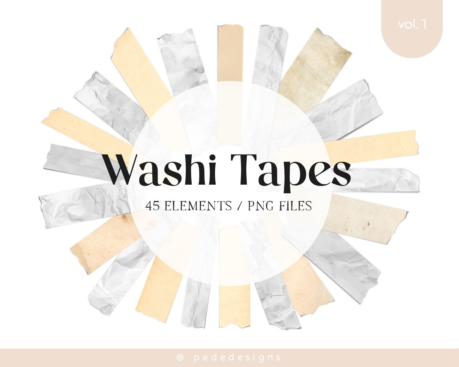 Faux Washi Tape 2 DIGITAL Download Printable Collage Sheet for Scrapbooking,  Journaling, Card Making and Paper Crafts 