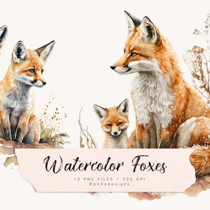 Aquarell Fuchs Clip Art, schlafender Fuchs Clipart, Mama Fuchs mit kleiner Fuchs, Wald Kunst, Muttertag Clipart, wunderlich, Natur png, Download