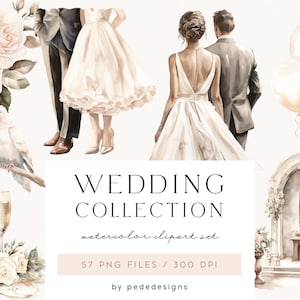 Aquarell Hochzeitskollektion, Aquarell Hochzeit Clipart, Hochzeit png, Hochzeit Einladung, Scrapbooking Clipart, digitale Aufkleber, Download