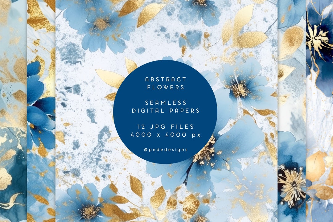 Abstract Flowers, Digital Paper Pack, Abstract Floral Seamless Digital ...