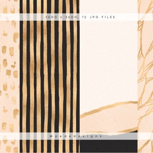 Gold Digital Paper Pack, Elegant Background, Gold Foil Patterns, Brush ...