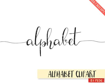 Black watercolor alphabet clipart, ink letters with swatches, black digital alphabet, alternative letters print, download