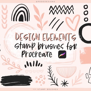 Designstempel für Procreate, abstrakte Pinsel, Boho-Formen procreate Pack, Design-Elemente, Gekritzelpinsel, Kartenherstellung, Download