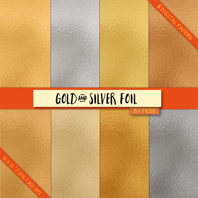 Foil Digital Paper Pack Gold Foil Papers Foil Background Etsy