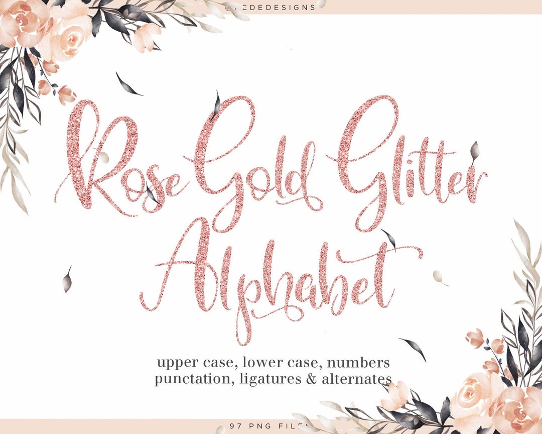 Rose Gold Glitter Alphabet Clipart Sparkly Gold Digital - Etsy