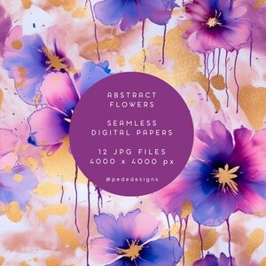 Abstract Flowers, Digital Paper Pack, Abstract Floral Seamless Digital ...