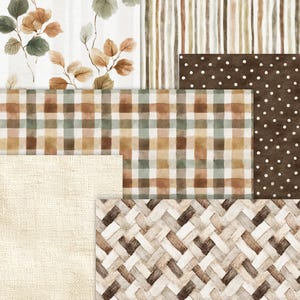 Fall Digital Paper Bundle with Watercolor Pumpkin Patterns, Rustic Farmhouse Seamless Paper, Thanksgiving Backgrounds (Digital Download) image 6