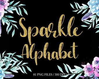 Gold Glitter Letters and Numbers, Gold Glitter Alphabet, Gold Glitter  Digital Alphabet, Gold Glitter Clipart, Printable Lettering, PNG 