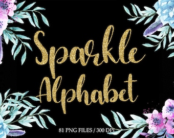 Gold Glitter Letters and Numbers, Gold Glitter Alphabet, Gold Glitter  Digital Alphabet, Gold Glitter Clipart, Printable Lettering, PNG 