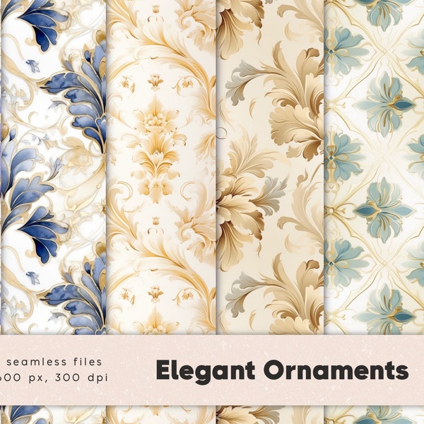 Elegant digital paper, ornaments patterns, decorative seamless patterns, floral design, luxurious damask pattern, fabric design, download