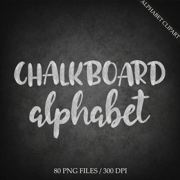 Chalkboard alphabet clipart, digital chalk font clipart, digital brush alphabet, chalk clipart, numbers, download