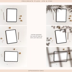 Procreate用のiPadモックアップ8個、使いやすいProcreateファイル、追加の影jpg、png、写真モックアップ、デジタルアートの展示、ダウンロード 画像 3
