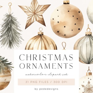 Christmas Ornaments Clipart, watercolor christmas baubles, xmas ball, winter clipart, christmas tree balls, xmas decorations, download