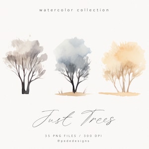 Just Trees, watercolor scenery, abstract clipart, nature scene, landscapes graphics, mountains, trees clipart, watercolor tree, download